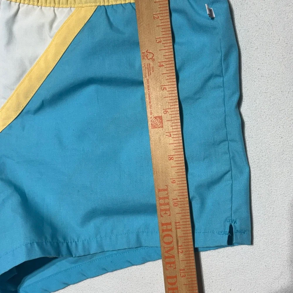 Vintage Jantzen Swim Trunks Mens 36 Teal Blue Colorblock Mesh Lined Made in USA